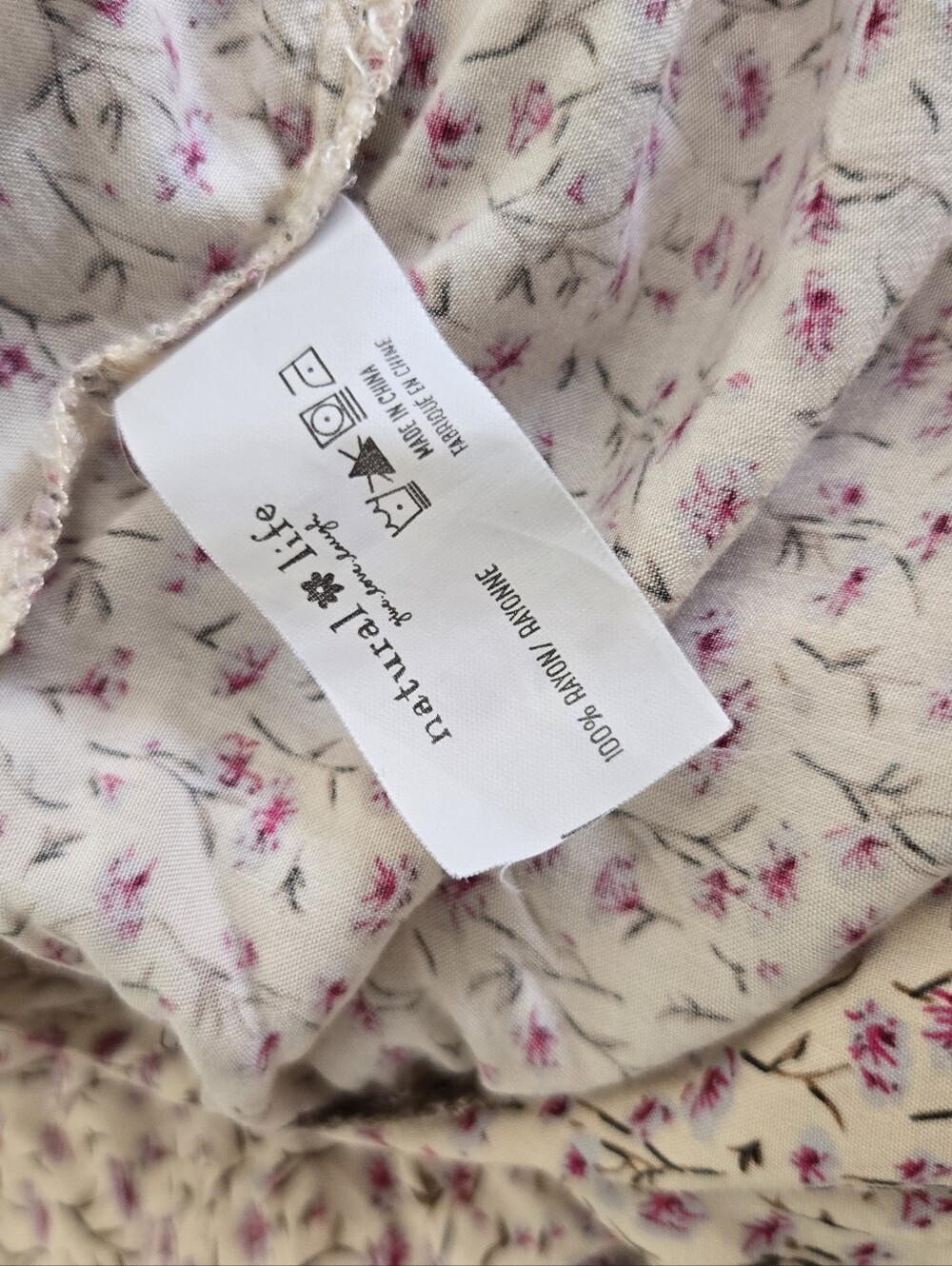 Natural Life Boho Floral Tiered Cream Green Kaia Dress L/XL - Picture 9 of 10